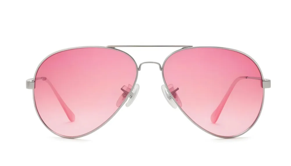 A Pair Of Aviator Sunglasses With Pink Gradient Lenses And Silver Frames Isolated On A White Background 10 850a