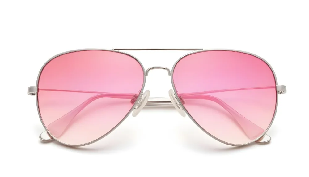 A Pair Of Aviator Sunglasses With Pink Gradient Lenses And Silver Frames Isolated On A White Background 12 69b6