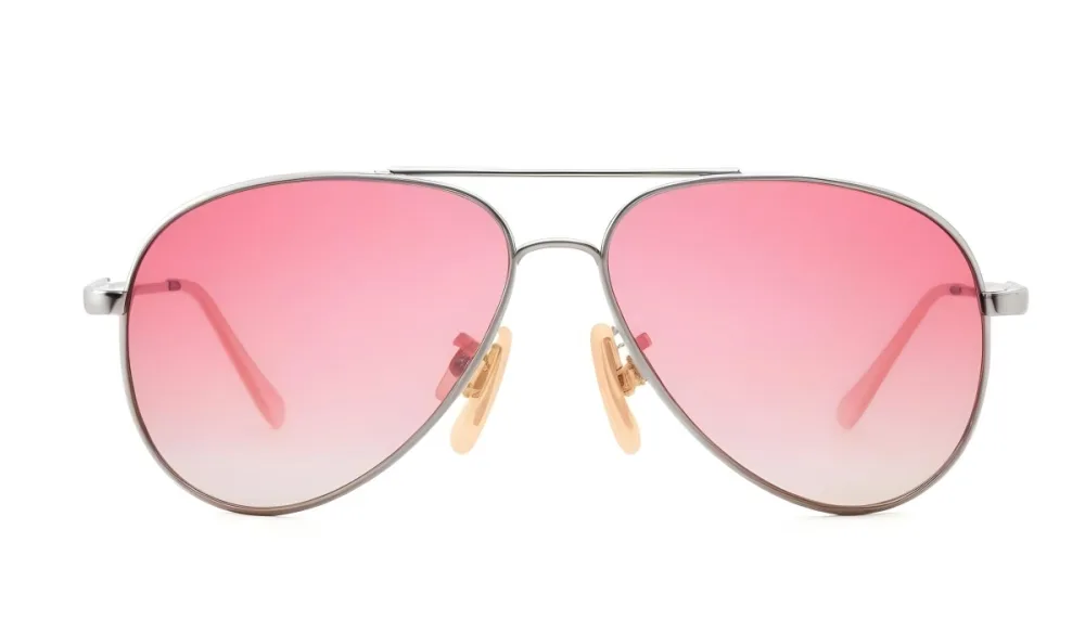 A Pair Of Aviator Sunglasses With Pink Gradient Lenses And Silver Frames Isolated On A White Background 4 0c9e