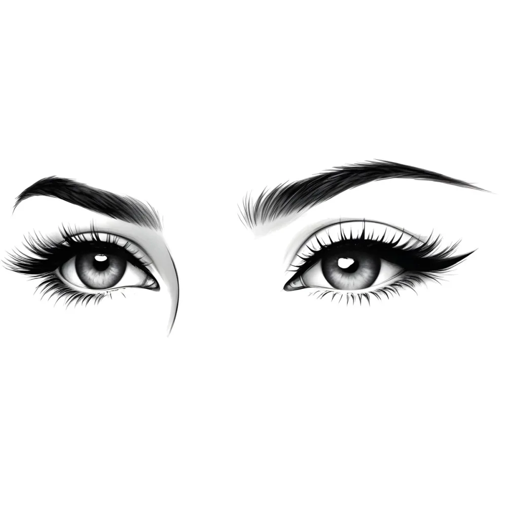 A Pair Of Eyes One Open And One Closed With Long Eyelashes And Defined Eyebrows In A Minimalist Style Isolated On A White Background 11 C2a0