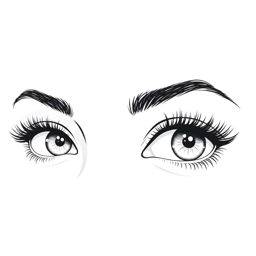 A Pair Of Eyes One Open And One Closed With Long Eyelashes And Defined Eyebrows In A Minimalist Style Isolated On A White Background 13 613e