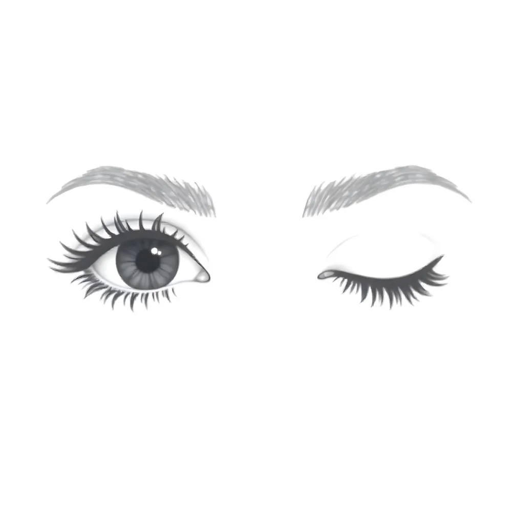 A Pair Of Eyes One Open And One Closed With Long Eyelashes And Defined Eyebrows In A Minimalist Style Isolated On A White Background 7 Cec8
