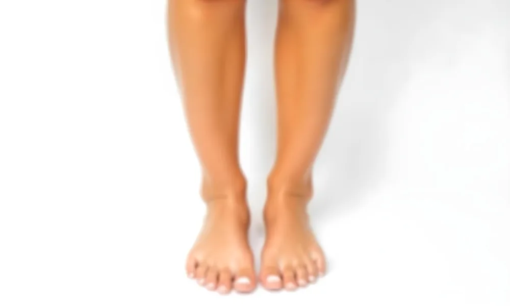 A Pair Of Tanned Female Legs 25 Years Old White Skin With White Nail Polish In A White Background 19 4d26