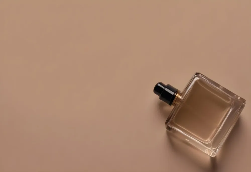 A Perfume Bottle With A Black Spray Nozzle On A Plain Black Background The Bottle Is Clear And Partially Filled With Liquid 6 6edd