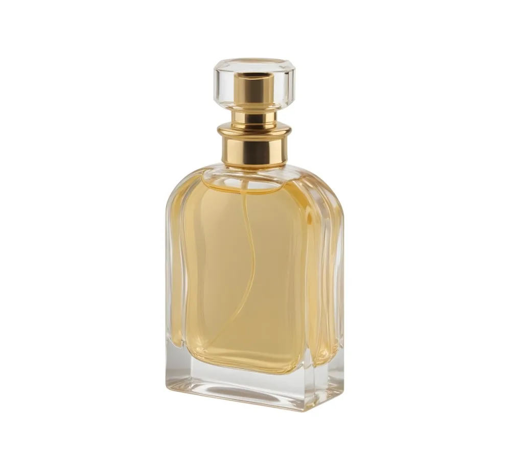 A Perfume Bottle With A Golden Cap And Transparent Details The Bottle Is Full Isolated On A White Background 11 8b8b