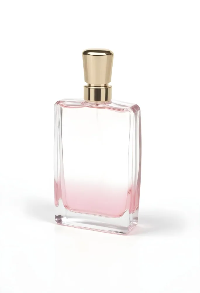 A Perfume Bottle With A Transparent Cap And A Transparent Body Containing A Pink Liquid Isolated On A White Background 13 A2e6
