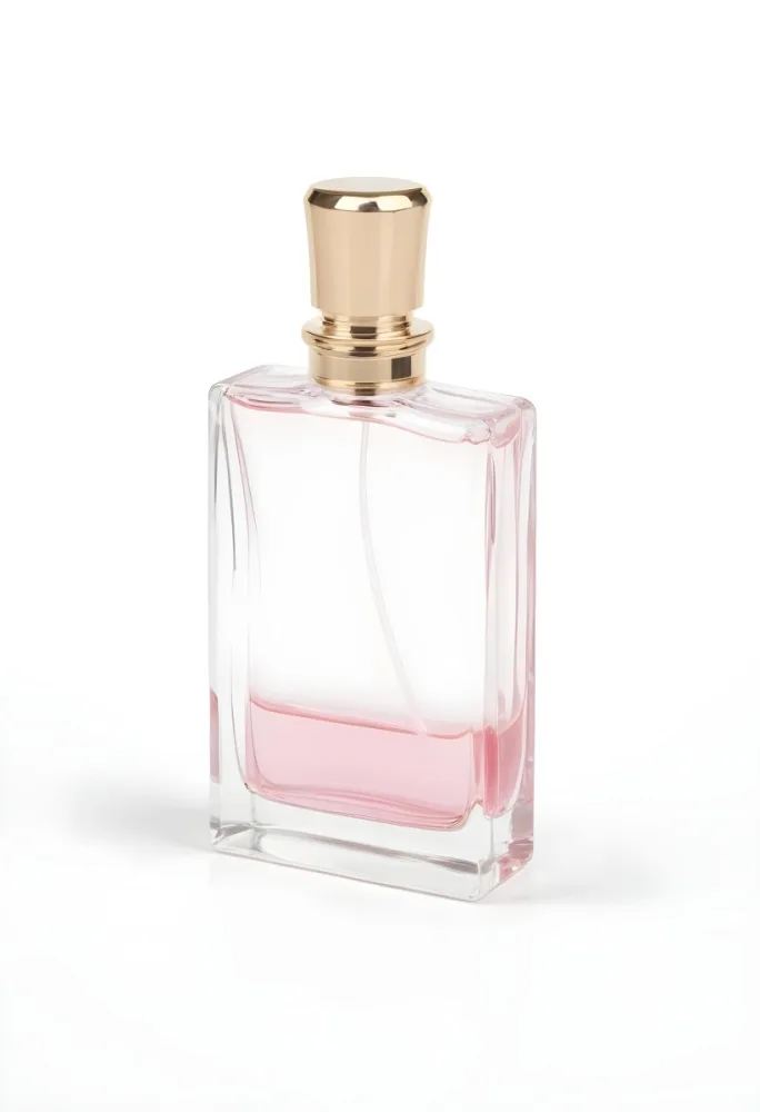 A Perfume Bottle With A Transparent Cap And A Transparent Body Containing A Pink Liquid Isolated On A White Background 23 1a75