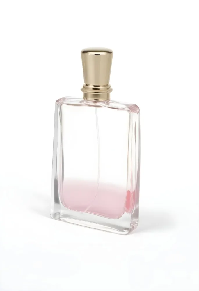 A Perfume Bottle With A Transparent Cap And A Transparent Body Containing A Pink Liquid Isolated On A White Background 5 D9c1