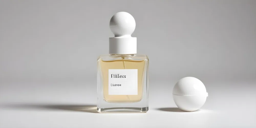 A Perfume Bottle With A White Label And A White Cap On A White Background 1 Fc9f