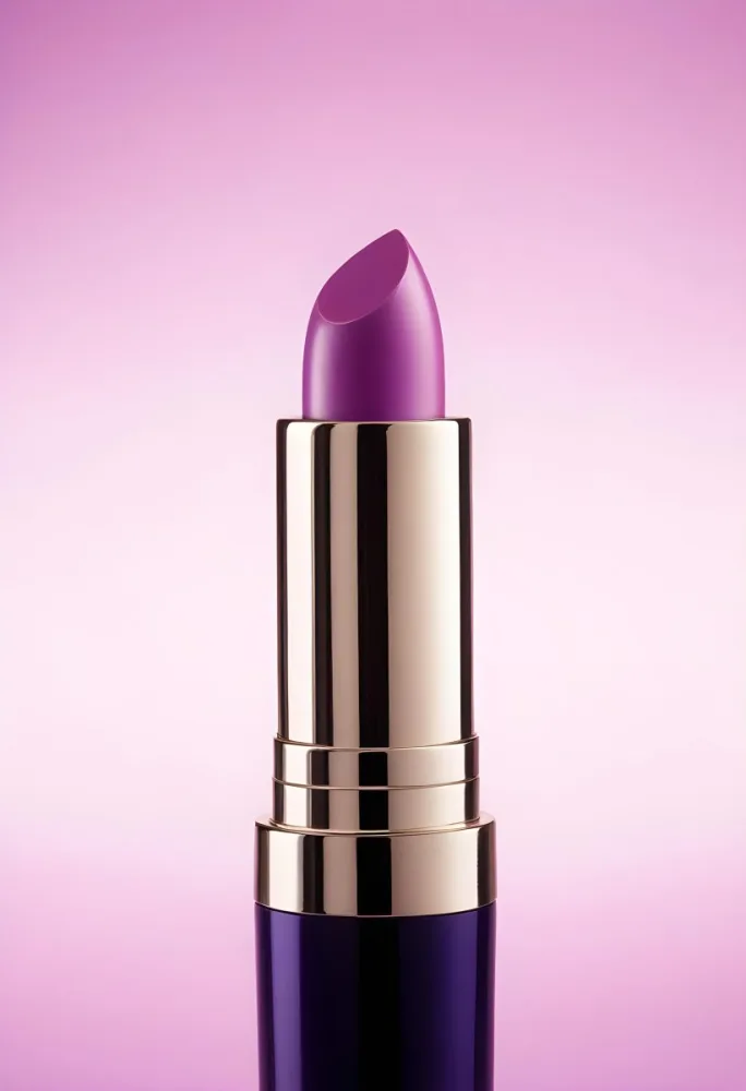 A Pink Lipstick With A Purple Tube Product Photography Centered Purple Background Beauty Product 24 5714