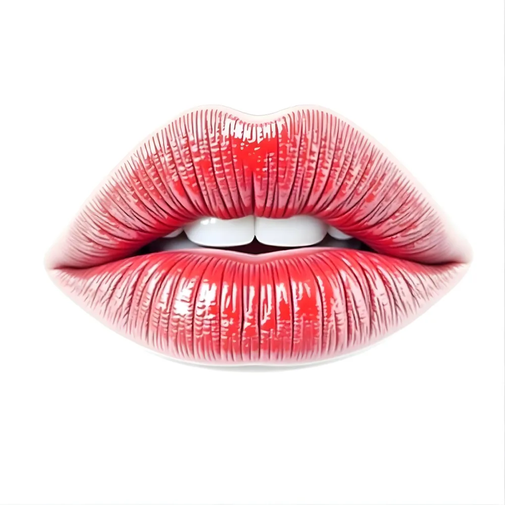 A Red Lipstick Kiss Mark On A White Background The Lips Are Slightly Parted The Color Is Vibrant And Saturated The Texture Is Smooth And Velvety 35 F03f