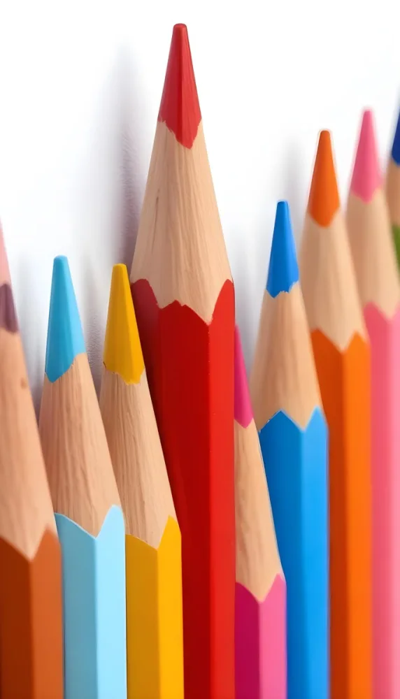 A Row Of Colored Pencils With Different Colors Red Yellow Blue Orange Pink On A Squared Paper Background 13 1756 7b1a