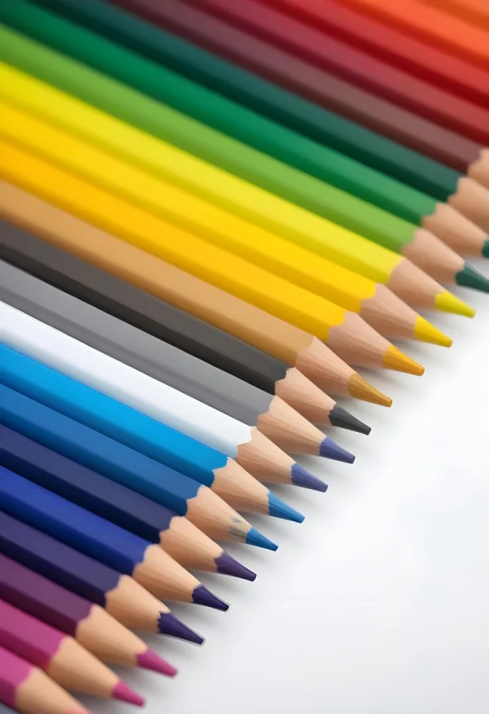 A Set Of Colored Pencils Arranged In A Row With A Rainbow Of Colors On A White Background 1 4cae A3e2