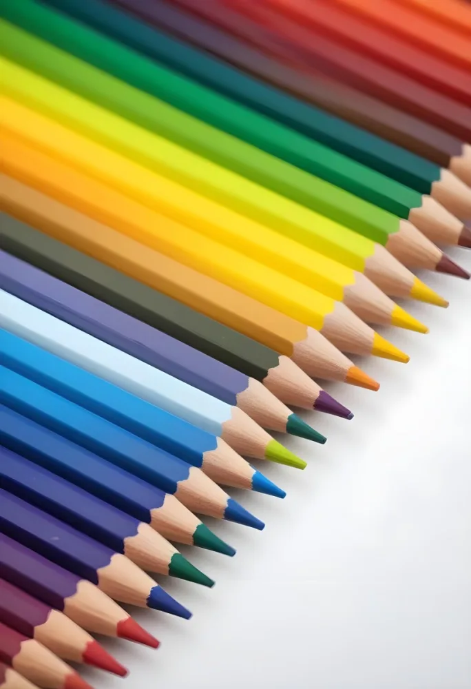A Set Of Colored Pencils Arranged In A Row With A Rainbow Of Colors On A White Background 18 F6fe Cec7