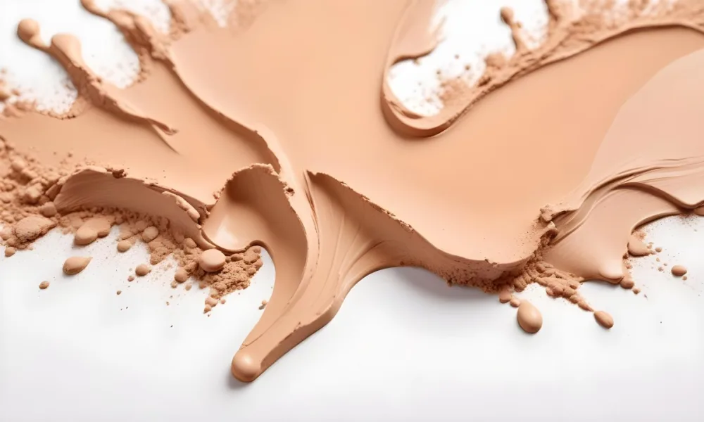 A Smear Of Beige Foundation With A Visible Texture On A White Background Cosmetic Product Beauty Concept Studio Shot Close Up 4 3e73
