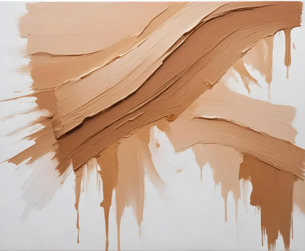 A Smear Of Light Brown Paint With Visible Brush Strokes Creating A Textured Surface Against A Plain White Background 9 B092
