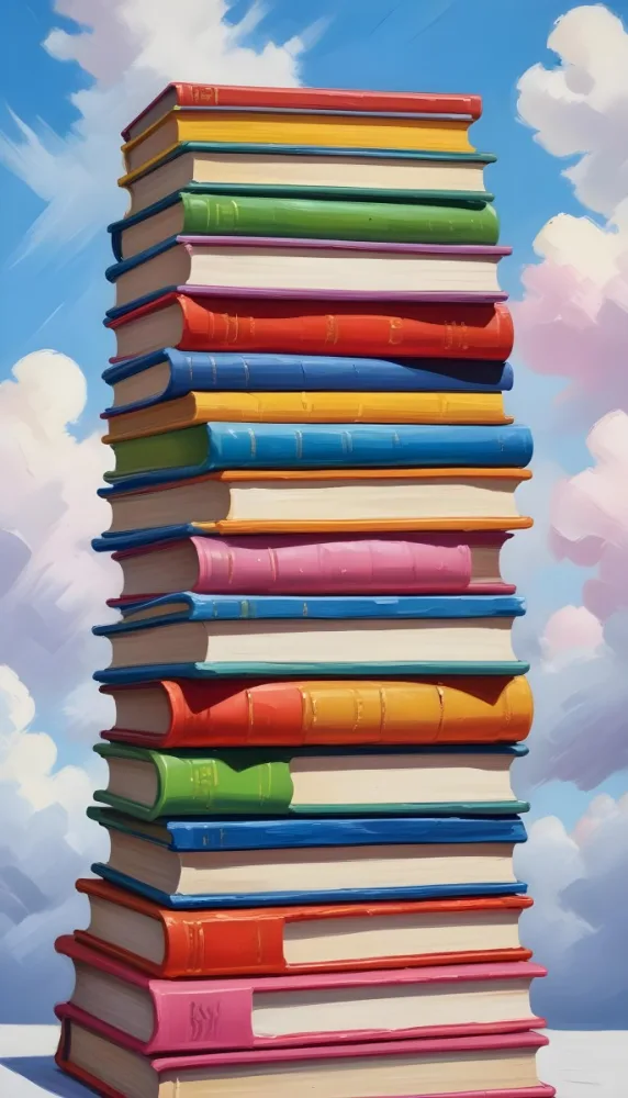 A Stack Of Colorful Books The Books Are Red