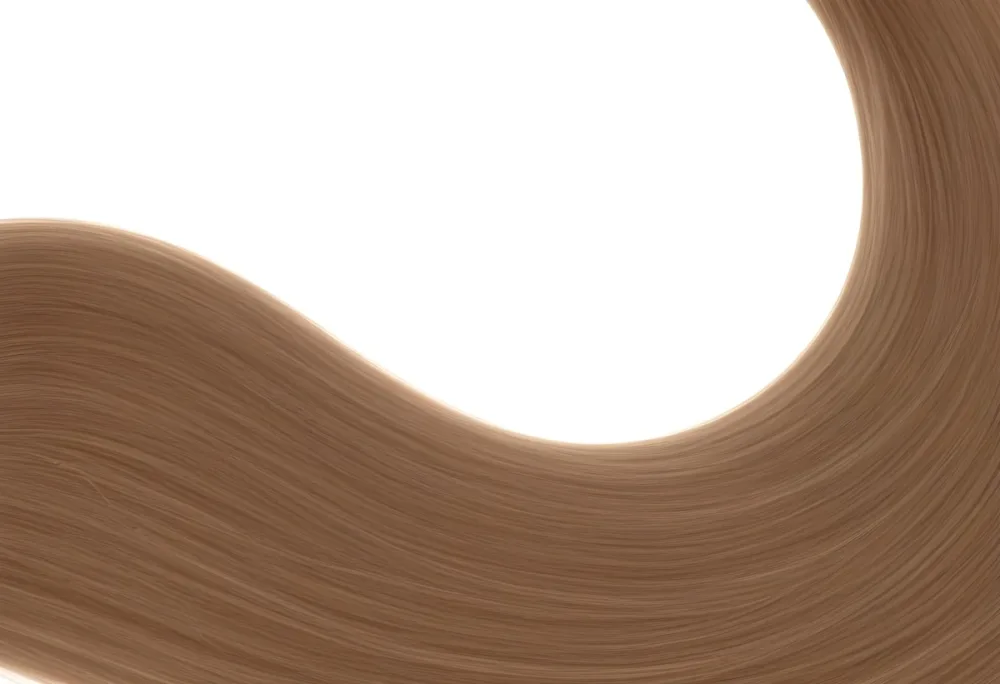 A Strand Of Light Brown Hair Flowing In A Gentle Curve The Background Is Plain White 18 347d