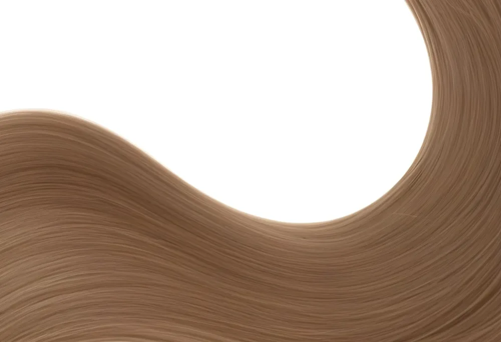 A Strand Of Light Brown Hair Flowing In A Gentle Curve The Background Is Plain White 24