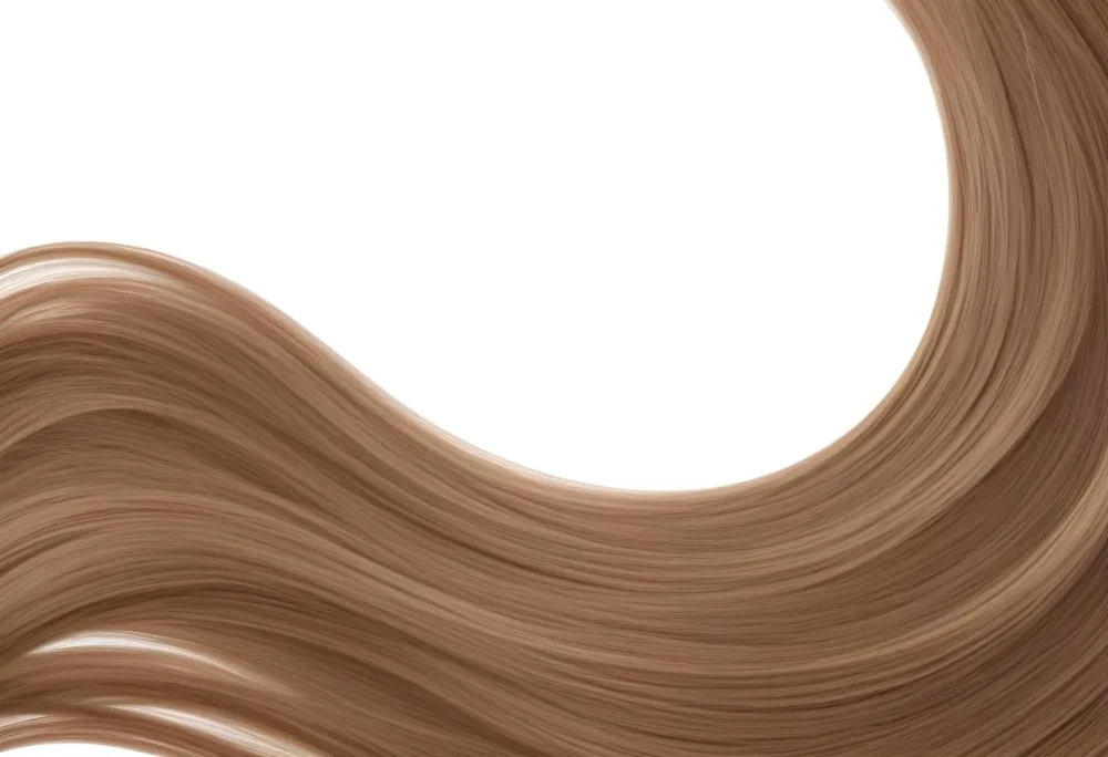A Strand Of Light Brown Hair Flowing In A Gentle Curve The Background Is Plain White 34 4d6c