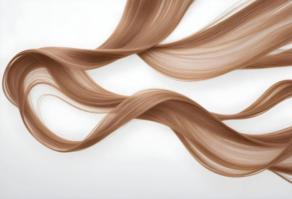 A Strand Of Light Brown Hair Flowing In A Gentle Curve The Background Is Plain White 50
