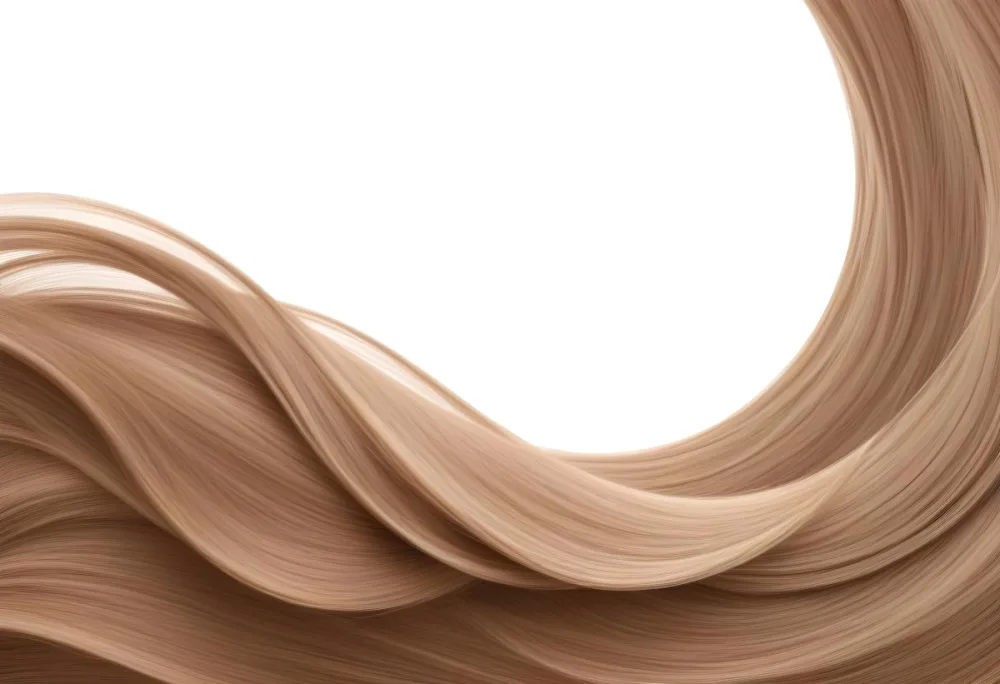 A Strand Of Light Brown Hair Flowing In A Gentle Curve The Background Is Plain White 51 5056
