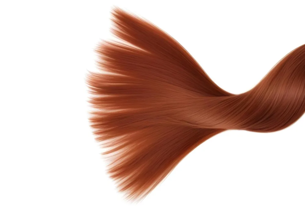 A Strand Of Long Straight Auburn Hair With A Smooth Texture And Slight Shine Against A Plain White Background 27 Ca37