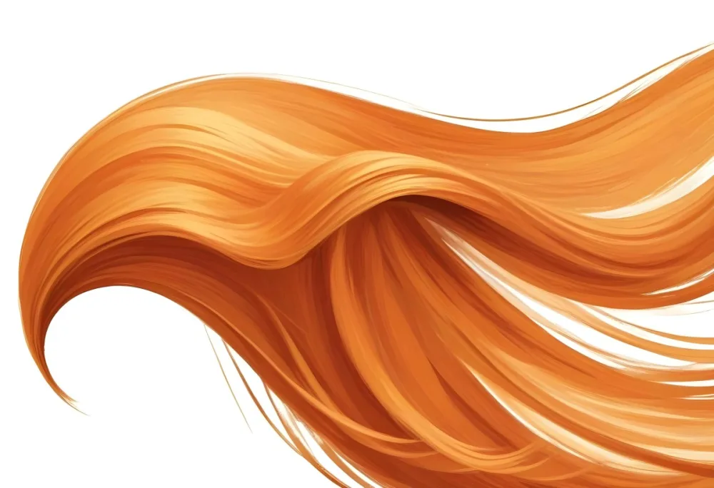 A Strand Of Long Straight Orange Hair Flowing In A Wave Like Pattern Isolated On A White Background Showcasing Its Texture And Color 8 9966