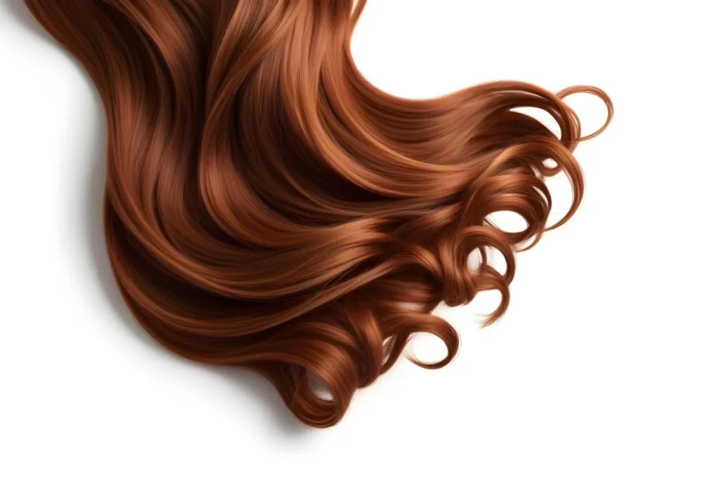 A Strand Of Long Wavy Auburn Hair Flowing And Catching The Light Creating Highlights And Shadows Isolated On A Clean White Background 23 93dd