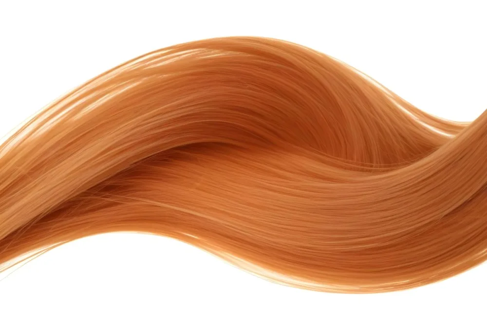 A Strand Of Orange Hair Smooth Texture Flowing In A Gentle Curve Against A Plain White Background 8 8883