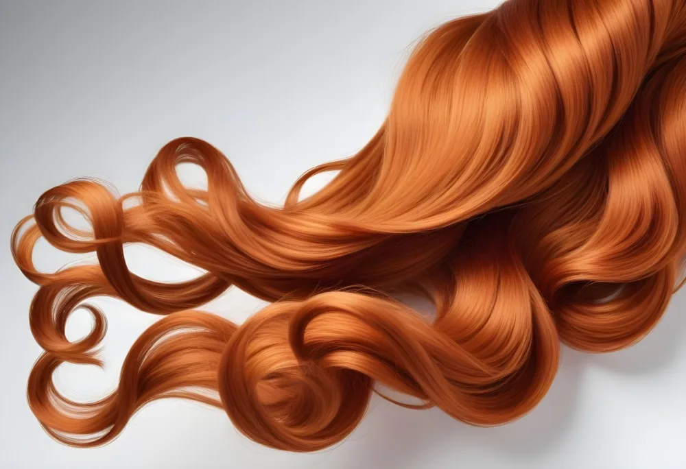 A Strand Of Vibrant Ginger Hair With A Pronounced Curl Against A Stark White Background Showcasing Its Texture And Color 13 F109