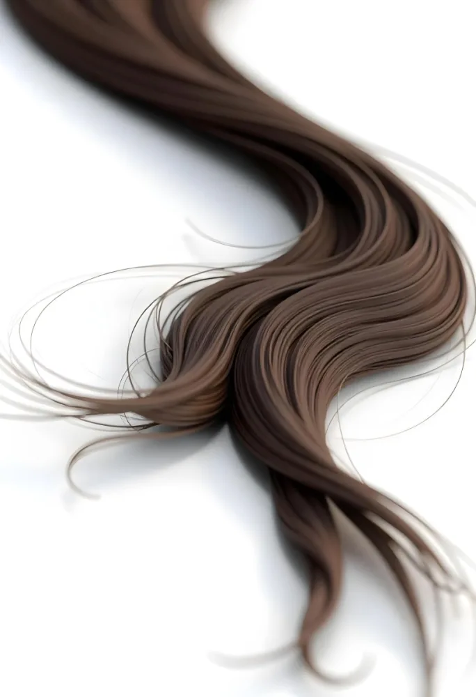 A Strand Of Wavy Dark Brown Hair With Subtle Highlights Against A Clean White Background Showcasing Its Texture And Color Variations 14 2e6f