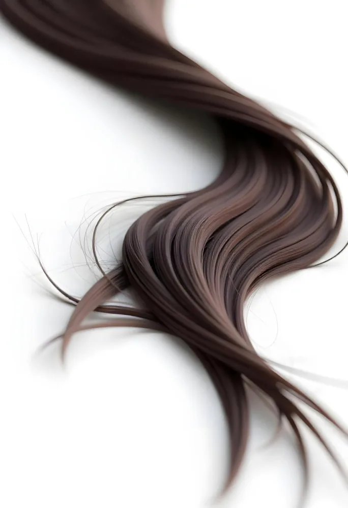 A Strand Of Wavy Dark Brown Hair With Subtle Highlights Against A Clean White Background Showcasing Its Texture And Color Variations 31 77d3