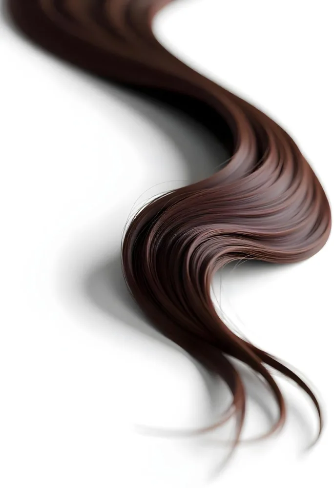 A Strand Of Wavy Dark Brown Hair With Subtle Highlights Against A Clean White Background Showcasing Its Texture And Color Variations 45 Cf56