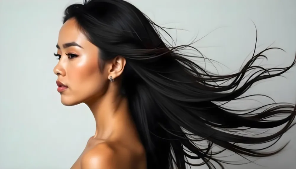 A Tanned Skin Asian Woman 23 Years Old With Long Black Hair In A Studio 33 Ce85