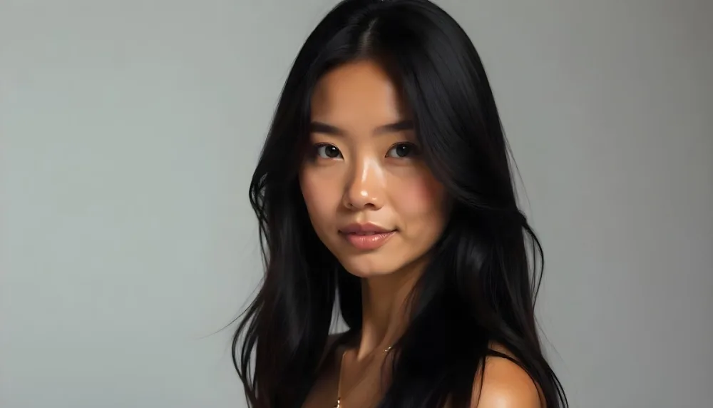 A Tanned Skin Asian Woman 23 Years Old With Long Black Hair In A Studio 5 7f13