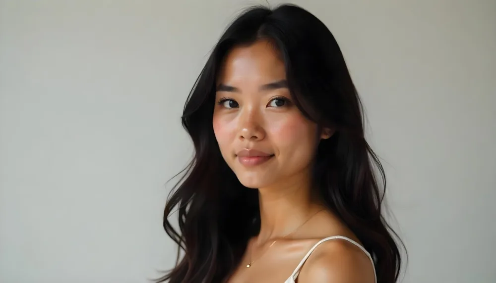 A Tanned Skin Asian Woman 23 Years Old With Long Black Hair In A Studio 7 08ab