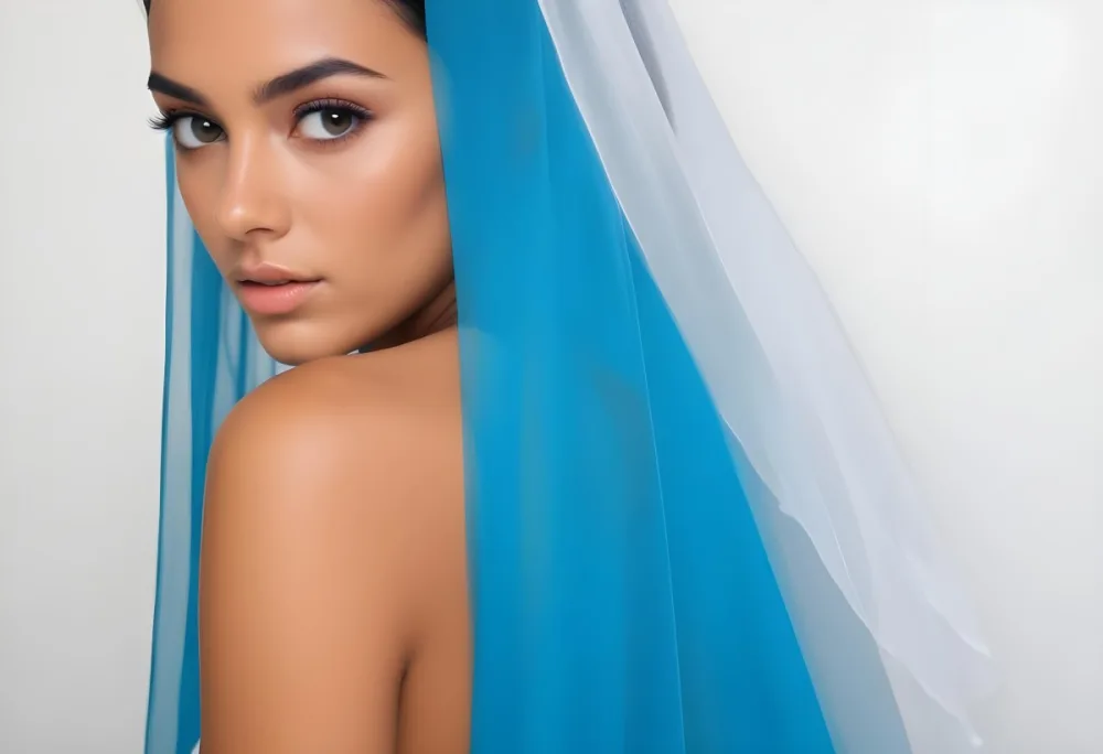 A Tanned Woman 23 Years Old Black Hair With A White Veil White Background 16 F1b1