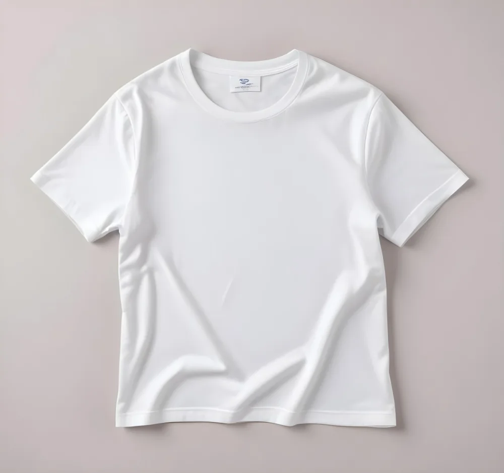 A White Cotton T Shirt With Short Sleeves And A Round Neck The T Shirt Is Folded And Wrinkled White Background 19 3427