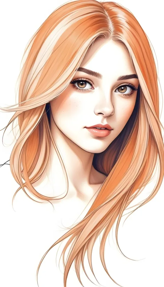 A White Girl 22 Years Old Light Skin Long Orange Hair Looking At The Camera Light Makeup In A White Background 11 B50a