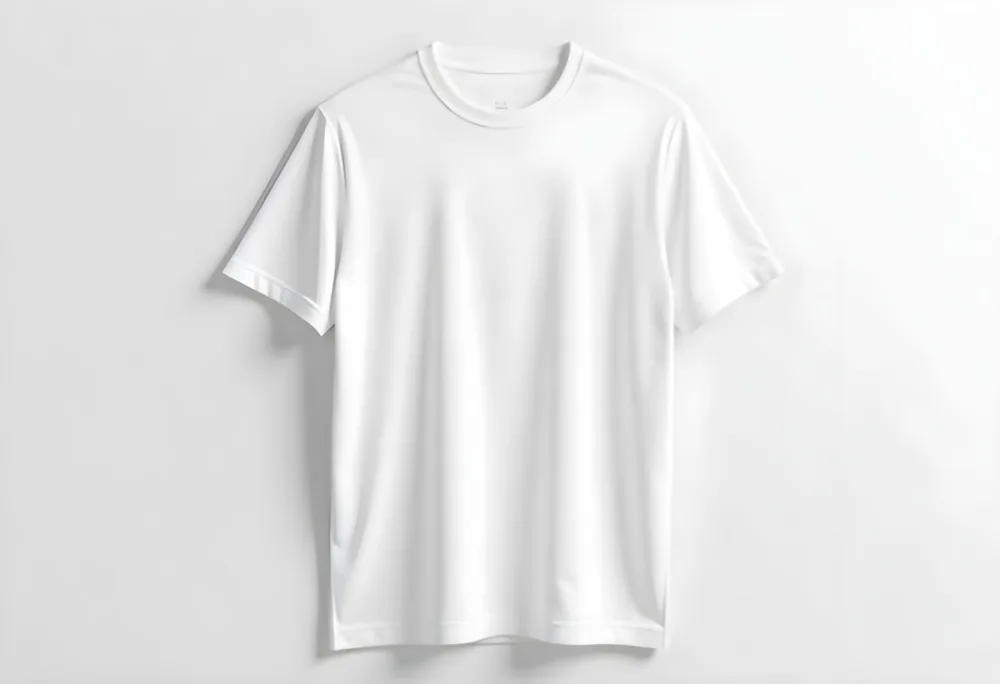 A White T Shirt With A Round Neck Short Sleeves And A Straight Hem In A Studio With A White Background 8 B147