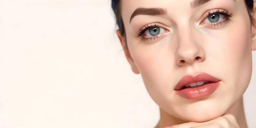 A White Woman 22 Years Old Blue Hair Brown Lips Brown Eyes In A White Background 16 Ffea