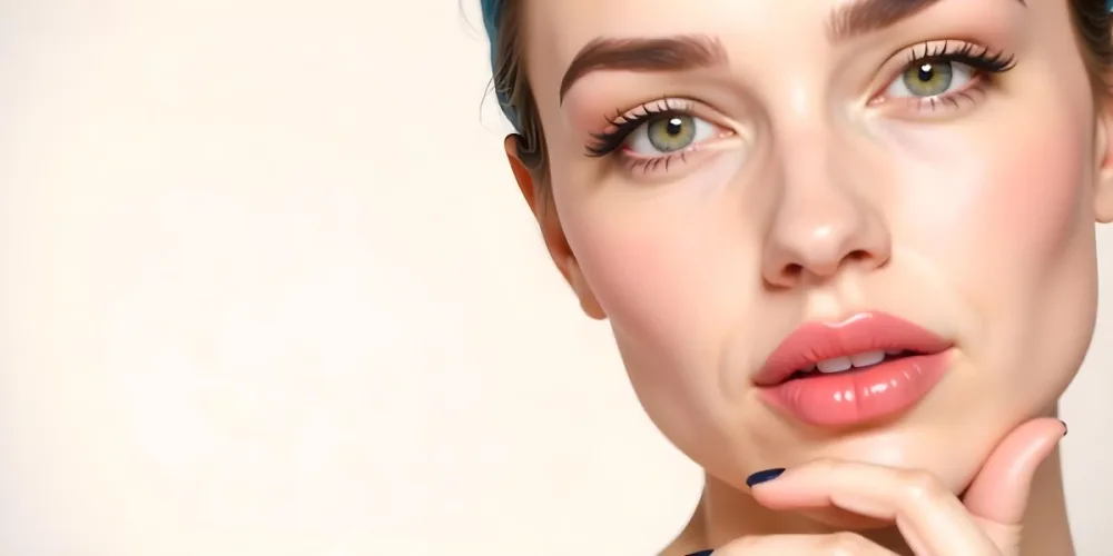 A White Woman 22 Years Old Blue Hair Brown Lips Brown Eyes In A White Background 24 F764