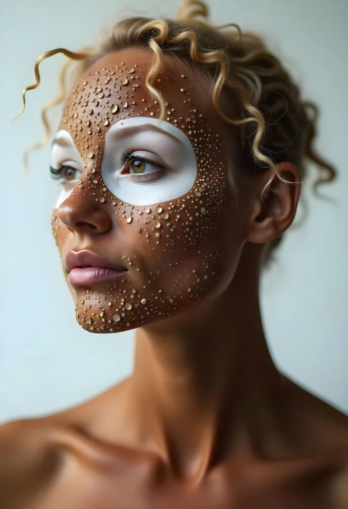 A White Woman 23 Years Old With Brown Eyes And Brown Coconut Shell Skin Looking To The Right In A White Background 4 D8a6