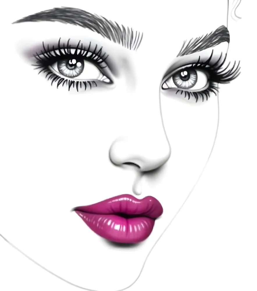 A White Woman 25 Years Old Big Eyelashes Big Lips And A Mole On Her Face In A White Background 28 8370