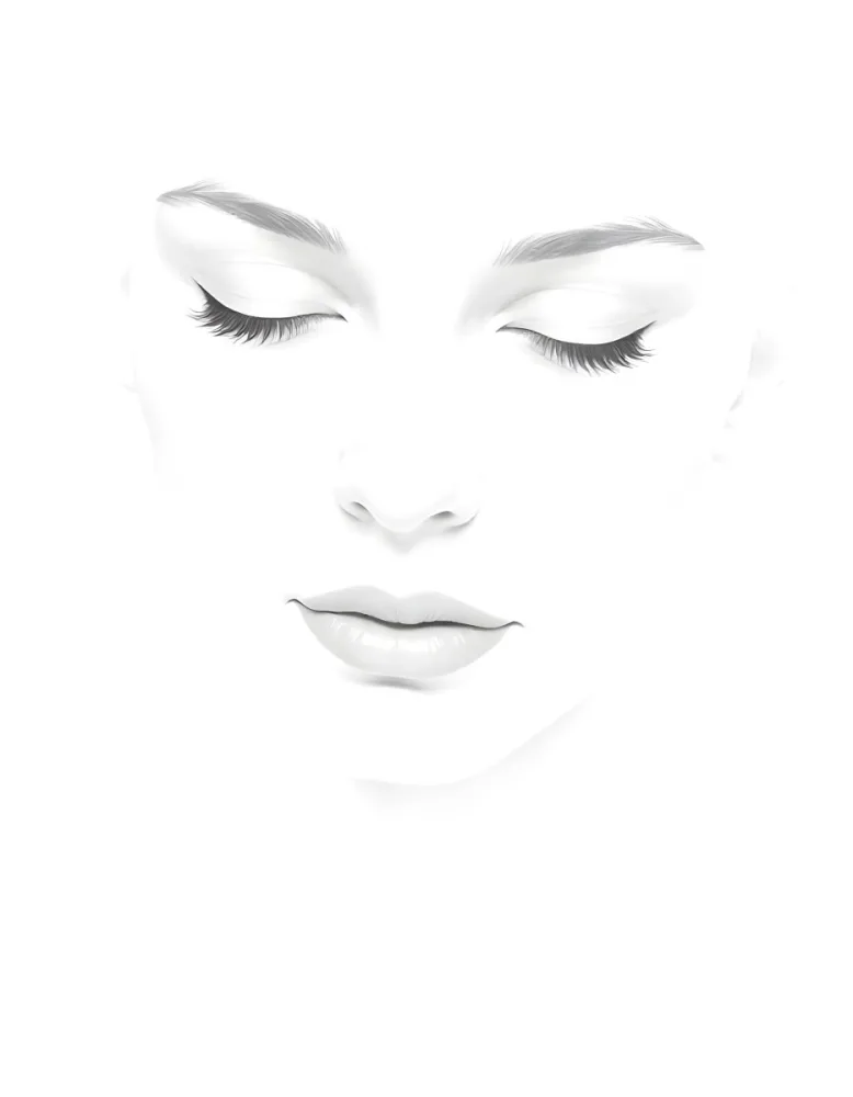 A White Woman 25 Years Old With Closed Eyes Dark Skin And Light Eyelashes In A White Background 18 0a73