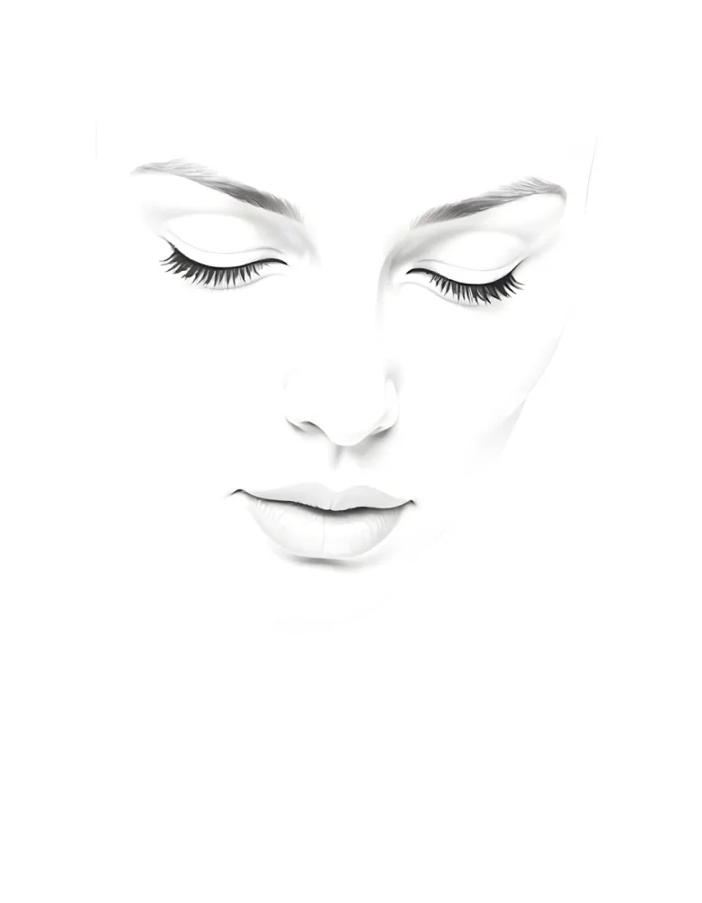 A White Woman 25 Years Old With Closed Eyes Dark Skin And Light Eyelashes In A White Background 2 Bedb