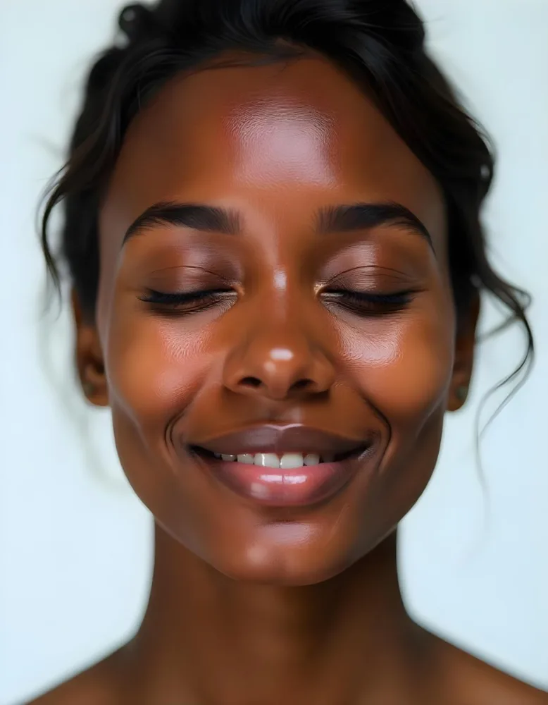 A White Woman 25 Years Old With Closed Eyes Dark Skin And Light Eyelashes In A White Background 25 9728