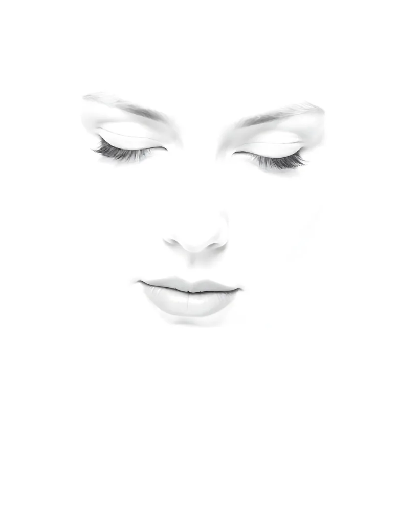A White Woman 25 Years Old With Closed Eyes Dark Skin And Light Eyelashes In A White Background 31 E494