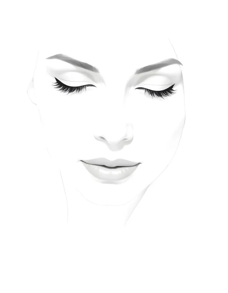 A White Woman 25 Years Old With Closed Eyes Dark Skin And Light Eyelashes In A White Background 43 9745